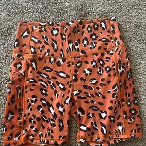 Fabletics Orange Leopard Print Bike Shorts